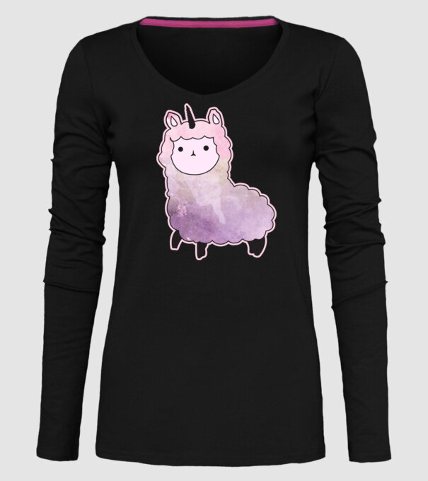 Llamacorn cutie model negru pe tricou