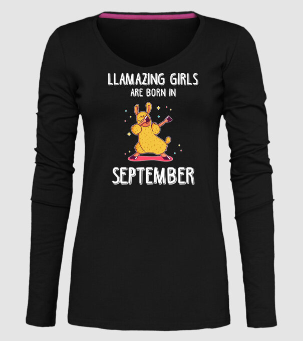 Llamazing girls are born in september model negru pe tricou