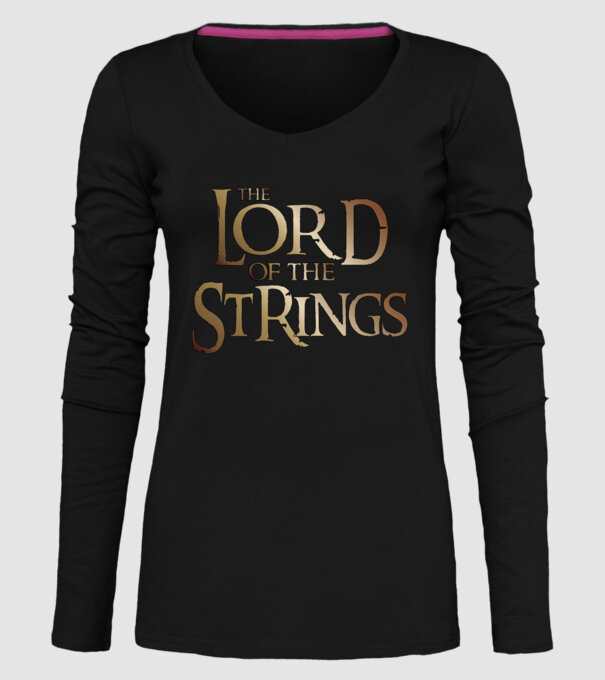 Lord of the Strings model negru pe tricou