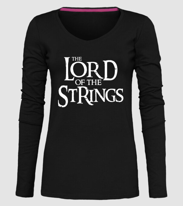 Lord of the Strings model negru pe tricou