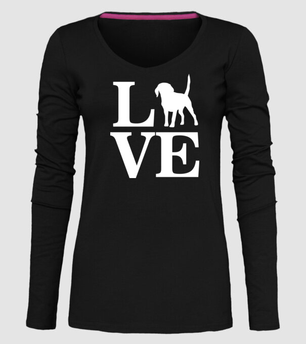 LOVE BEAGLE model negru pe tricou