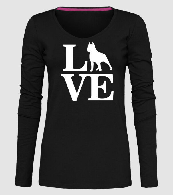 LOVE BULLDOG model negru pe tricou