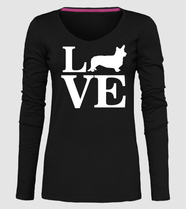 LOVE CORGIE model negru pe tricou