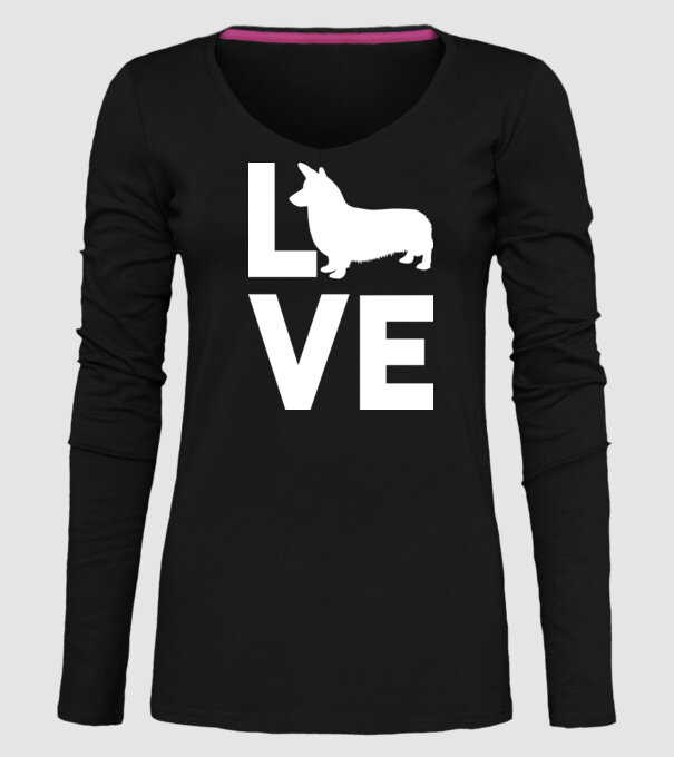 LOVE Corgie model negru pe tricou