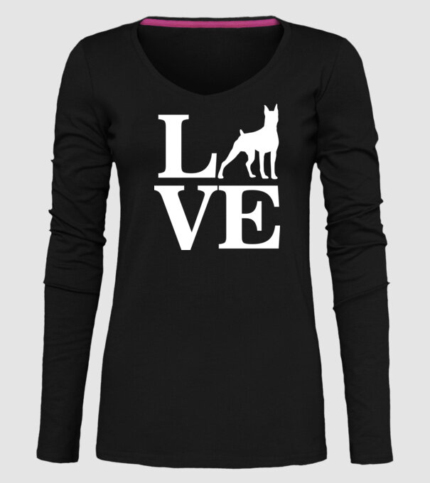 LOVE DOBBERMAN model negru pe tricou