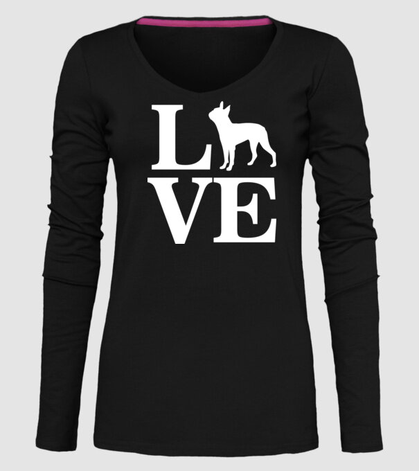 LOVE FRANCIA BULLDOG model negru pe tricou