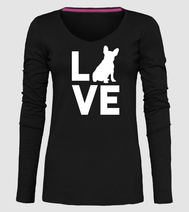 LOVE Bulldog francez model negru pe tricou