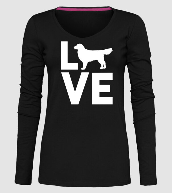 LOVE Golden Retriever model negru pe tricou