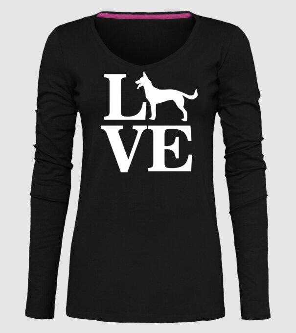 LOVE CIOBANESC GERMAN model negru pe tricou