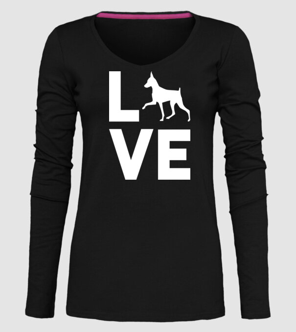 LOVE Pinscher model negru pe tricou
