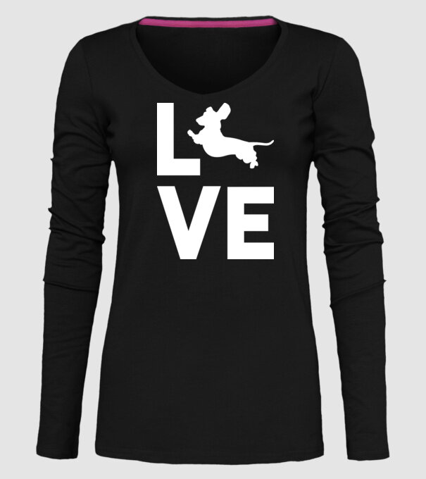 LOVE Teckel model negru pe tricou
