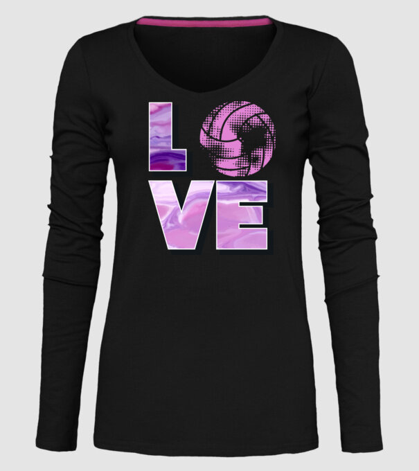 Love volleyball model negru pe tricou