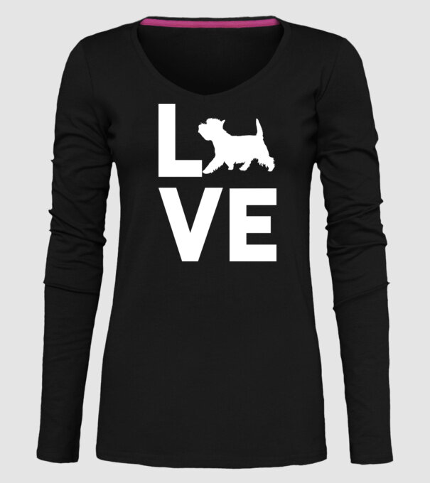 LOVE Westie model negru pe tricou