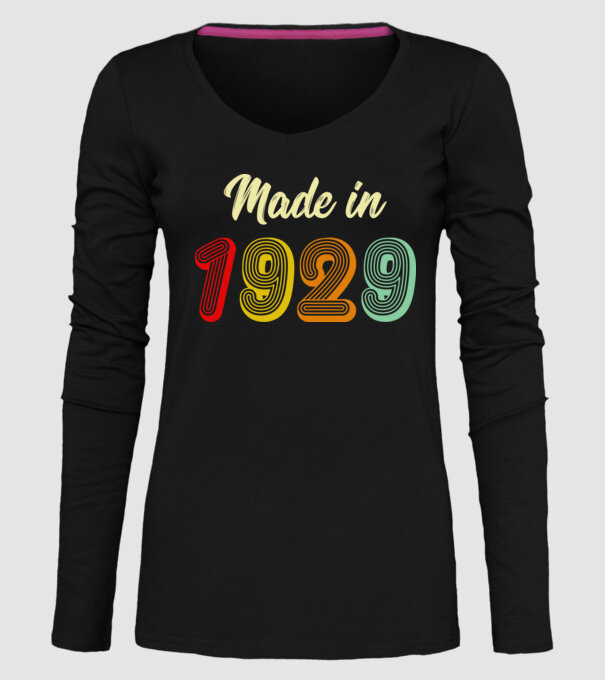 made in 1929 retro model negru pe tricou