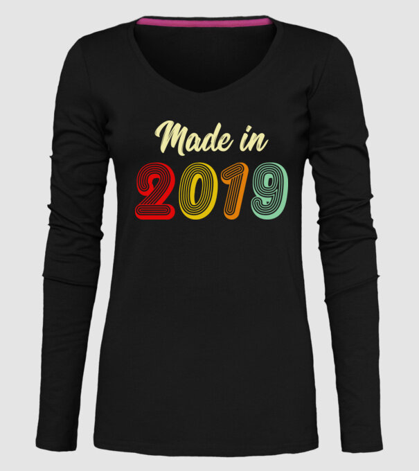 made in 2019 retro model negru pe tricou