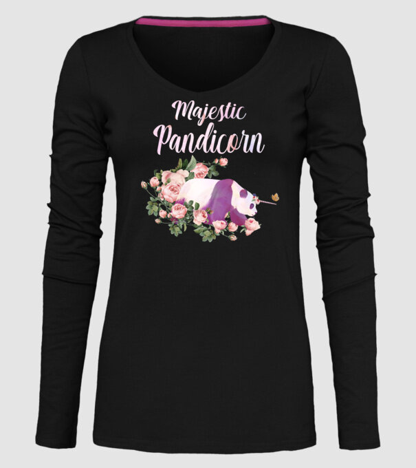 Majestic pandicorn model negru pe tricou
