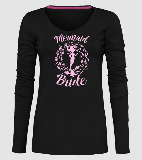 Mermaid Bride model negru pe tricou