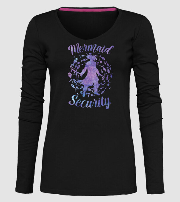 Mermaid Security boys aquarell model negru pe tricou