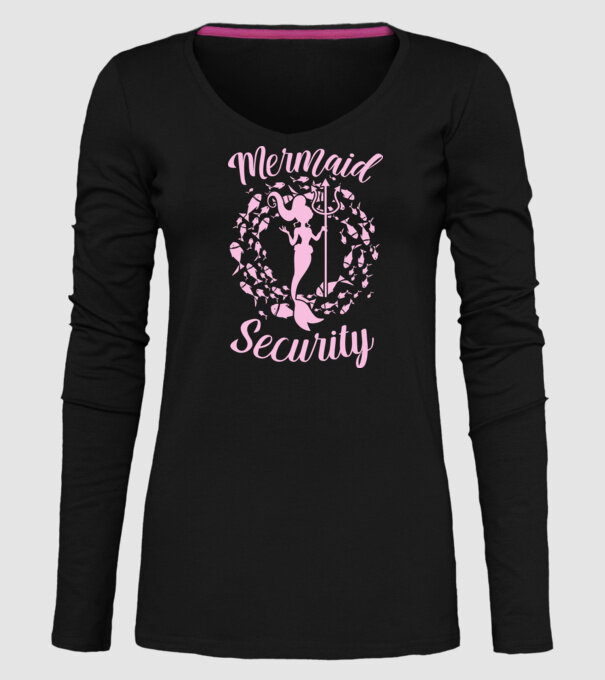 Mermaid Security girls model negru pe tricou