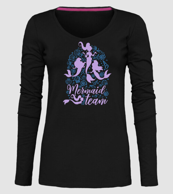 MermaidTeam model negru pe tricou