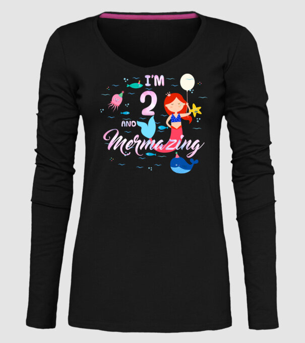 Mermazing Birthday 2 model negru pe tricou