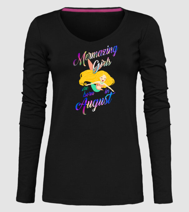 Mermazing girls are born august model negru pe tricou
