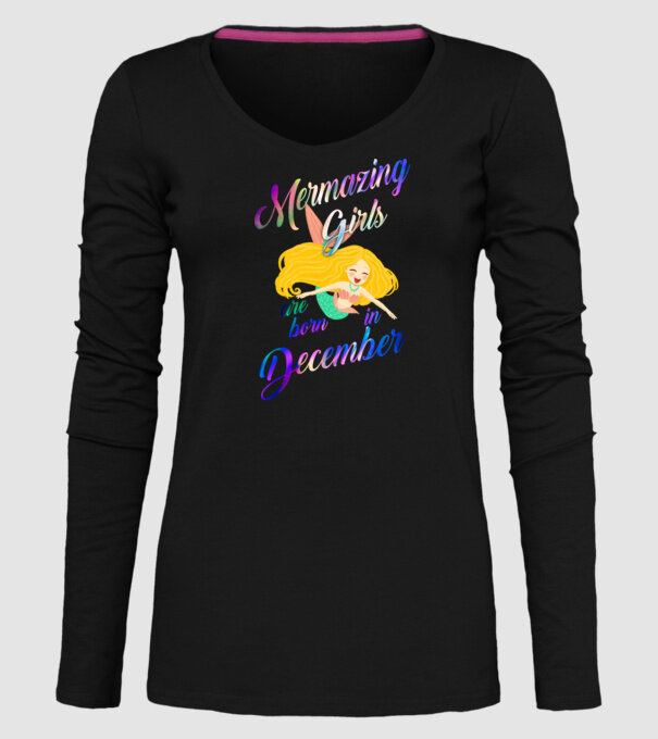 Mermazing girls are born december model negru pe tricou