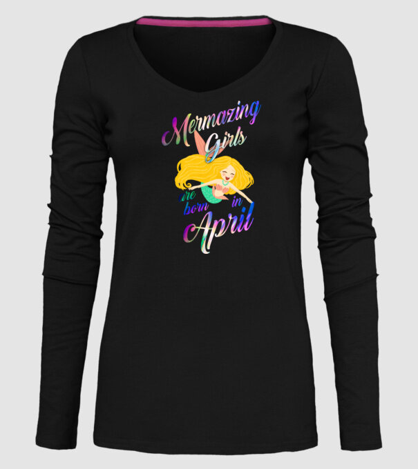 Mermazing girls are born in april model negru pe tricou