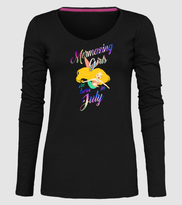 Mermazing girls are born july model negru pe tricou