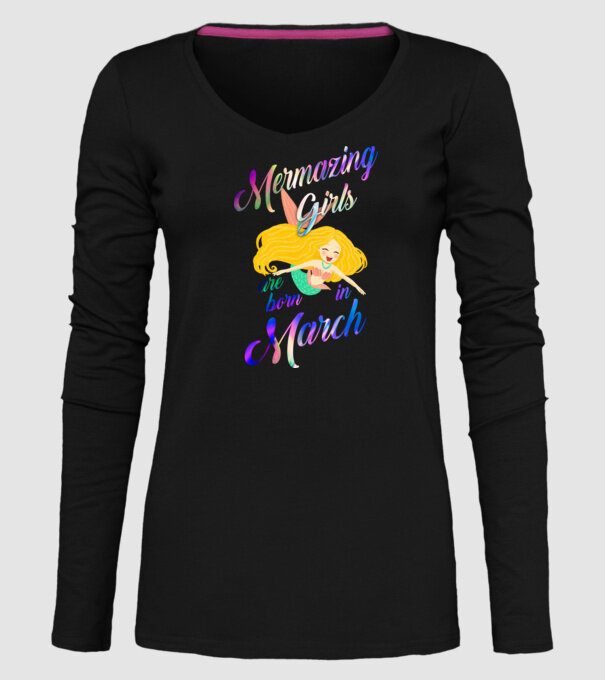 Mermazing girls are born march model negru pe tricou