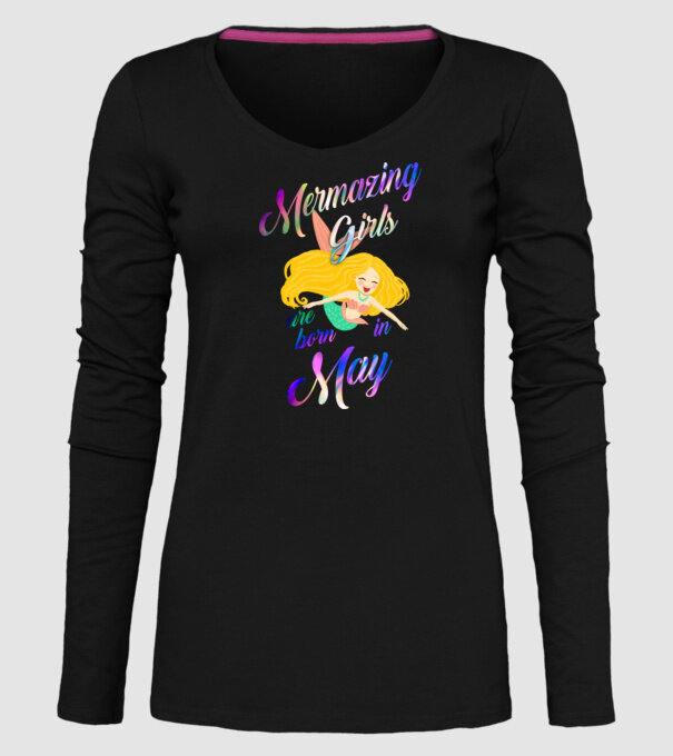 Mermazing girls are born may model negru pe tricou