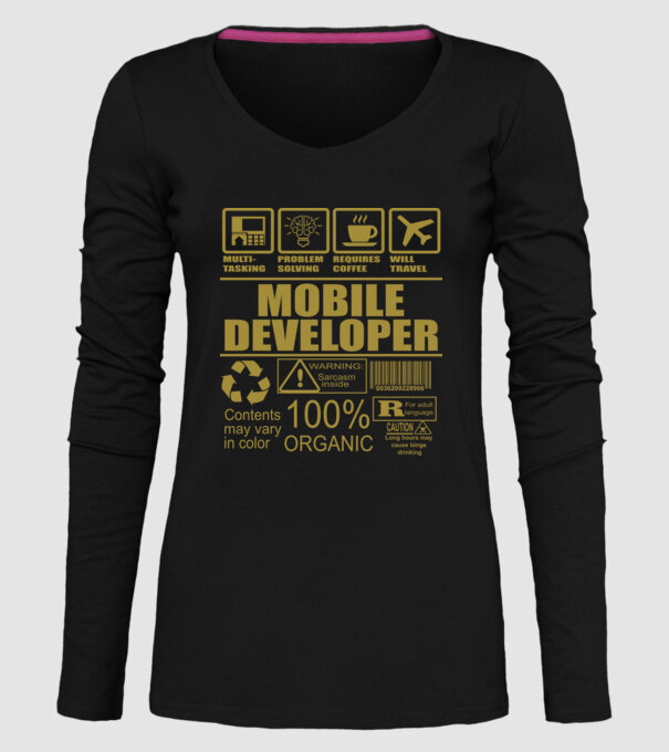 Mobile developer model negru pe tricou