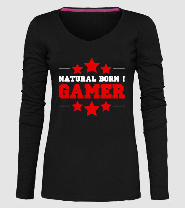 Natural born gamer model negru pe tricou