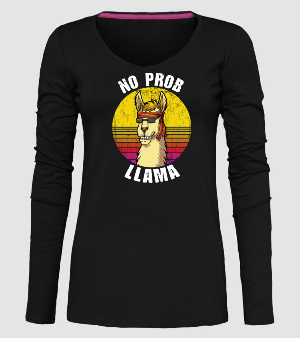 No Prob LLama - Láma model negru pe tricou