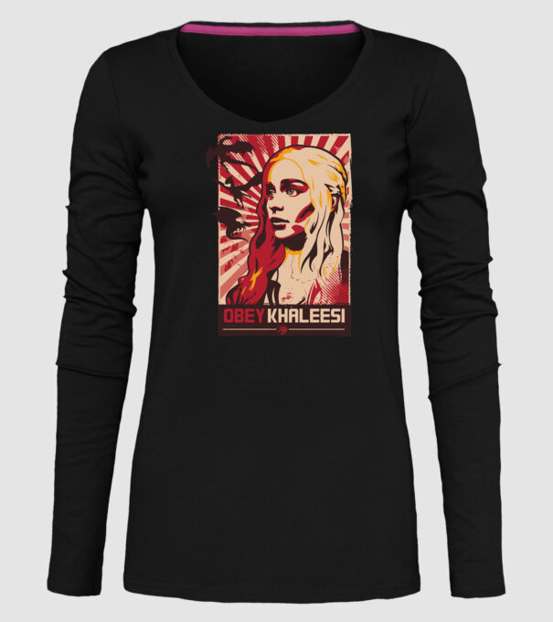 Obey Khaleesi model negru pe tricou
