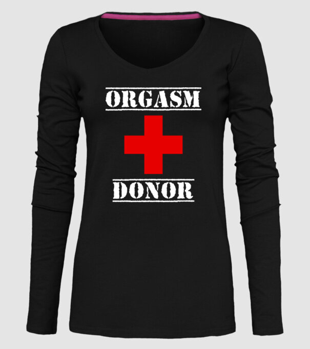 Orgasm Donor model negru pe tricou