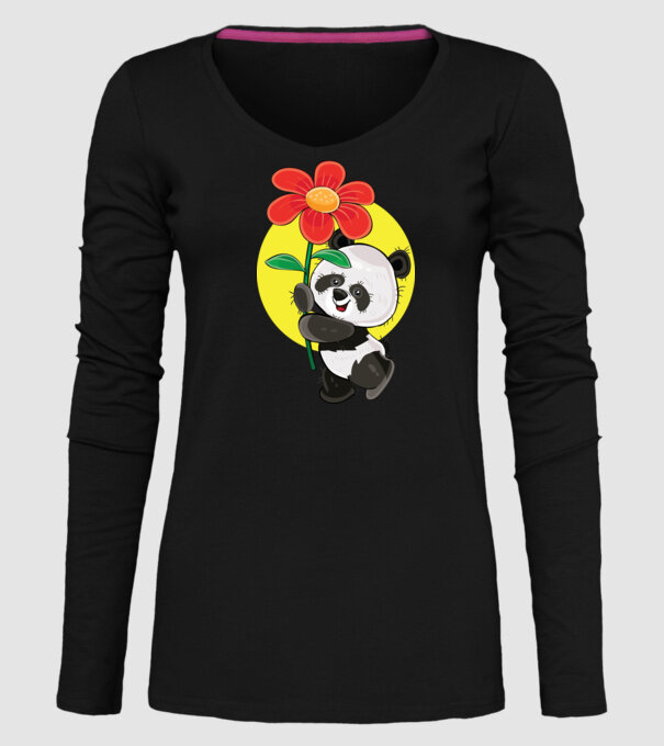 Dragoste panda model negru pe tricou