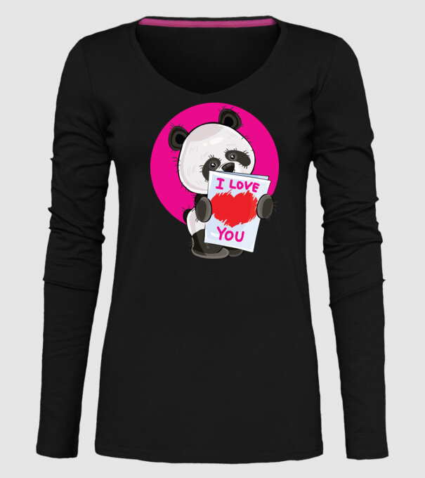 dragoste panda model negru pe tricou