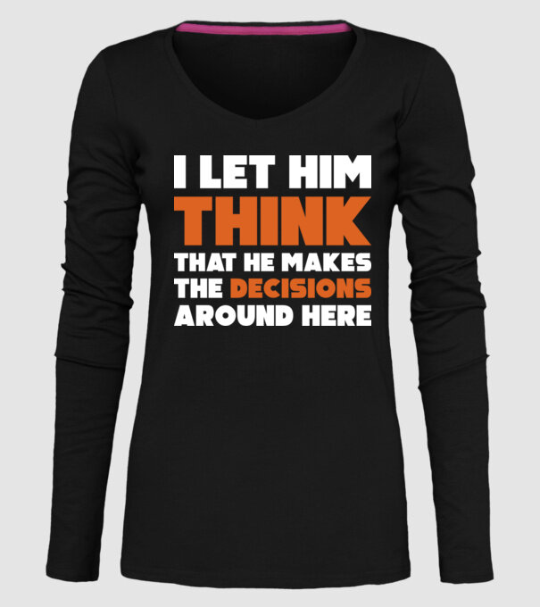 Motiv cuplu I let him think model negru pe tricou