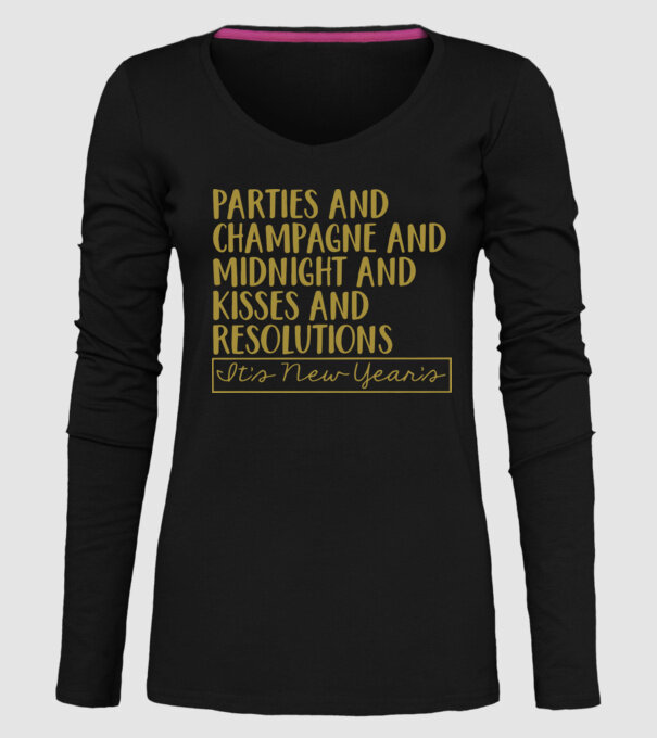 Parties champagne model negru pe tricou