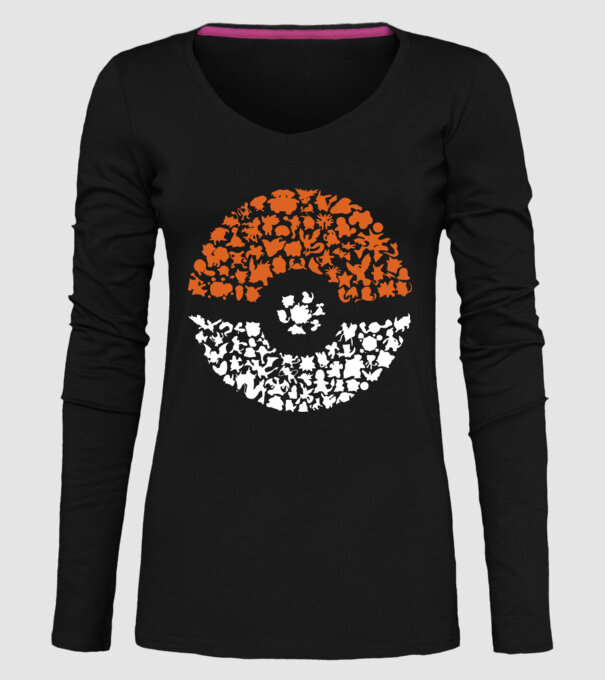 Pokeball model negru pe tricou