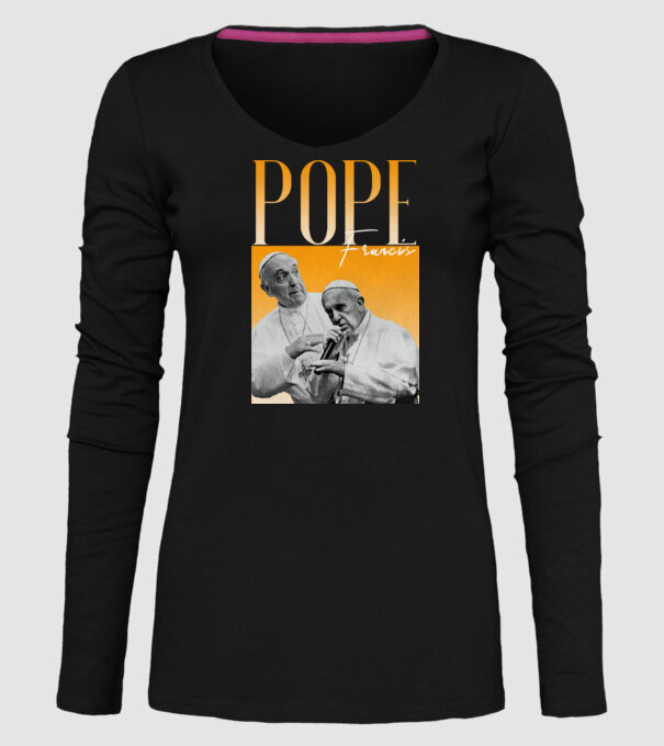 Pope Frances 90s poster model negru pe tricou
