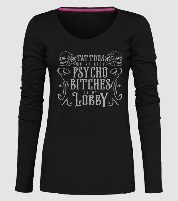 Psycho bitches model negru pe tricou
