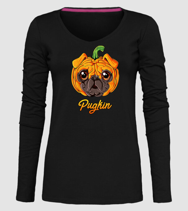 Pugkin model negru pe tricou