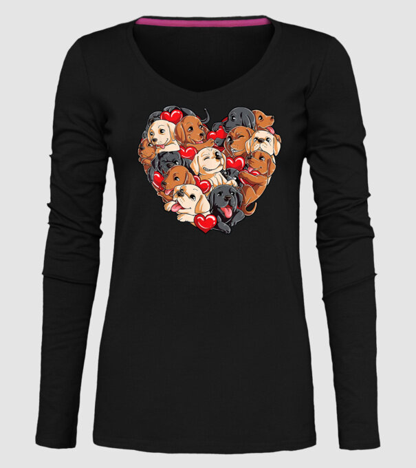 Puppy Heart model negru pe tricou