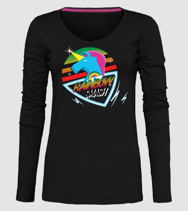 Rainbow smash model negru pe tricou