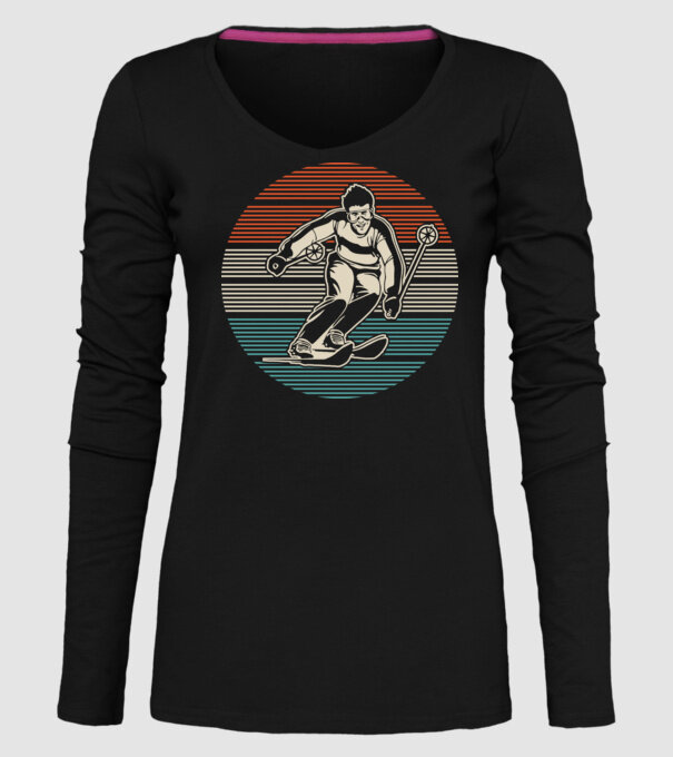 Retro circle ski model negru pe tricou