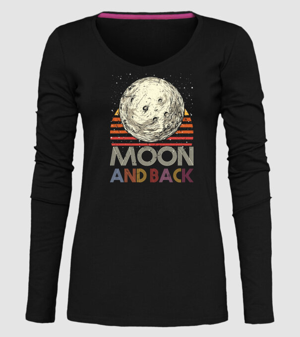 Retro vintage love you to the moon and back MOON model negru pe tricou