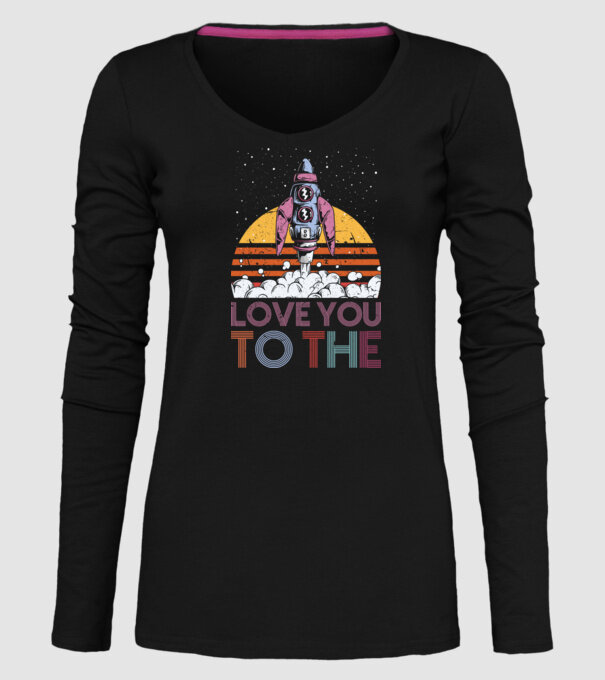 Retro vintage love you to the moon and back ROCKET model negru pe tricou
