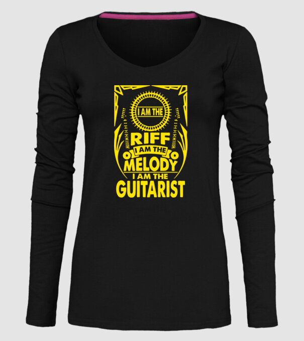 Riff Melody Guitarist model negru pe tricou